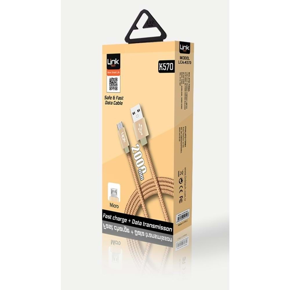LİNK K570 2.4A 2MT MİCRO ÖRGÜLÜ BEYAZ KABLO