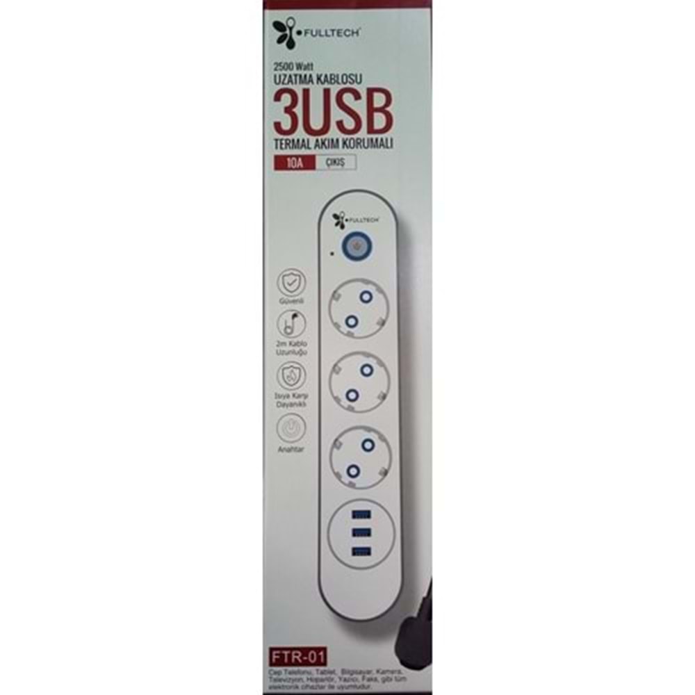 FULLTECH FTR-01 USB Lİ ÜÇLÜ FİŞ