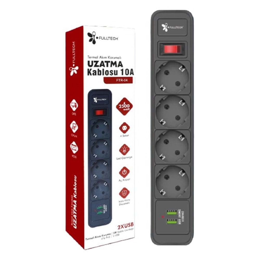 FULLTECH FTR-04 USB Lİ DÖRTLÜ FİŞ