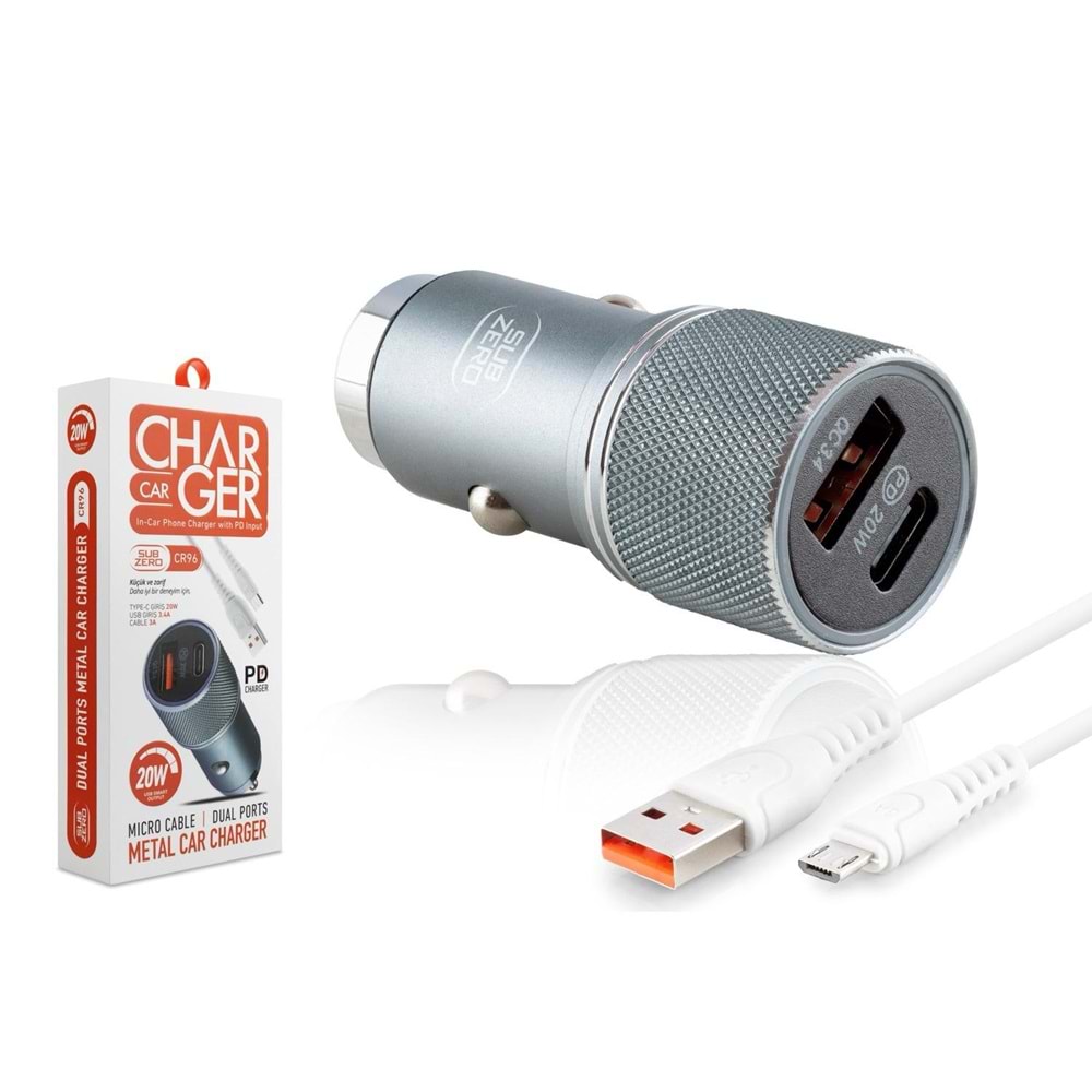 SUBZERO CR96 PD 20W MICRO ARAÇ ŞARJ SET