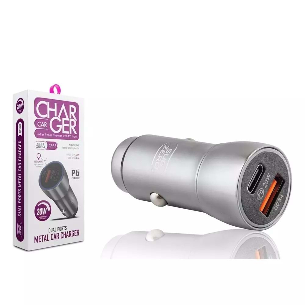 SUBZERO CR33 20W 3,4A METAL ARAÇ ŞARJ BAŞLIĞI