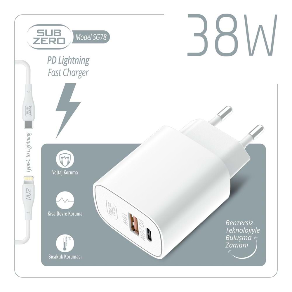 SUZERO SG78 TYPE-C LIGHTNING 38W ŞARJ CİHAZI