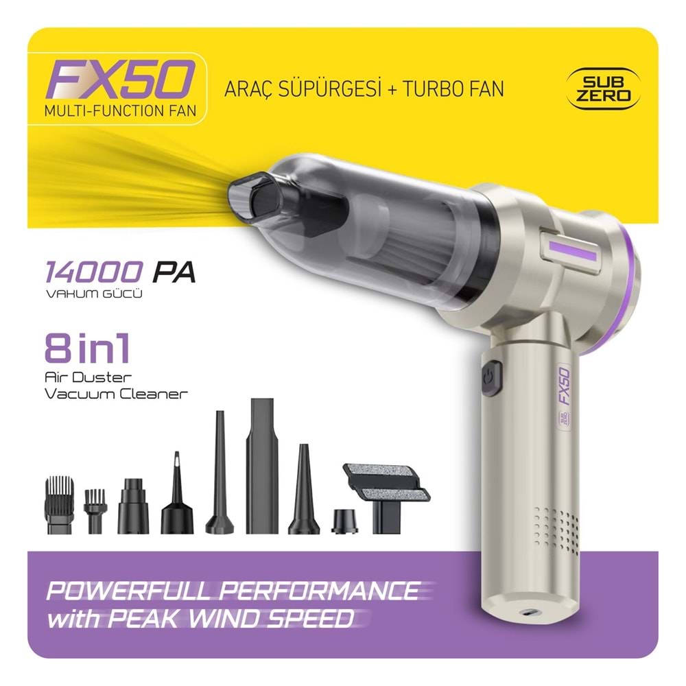 SUBZERO FX50 8 IN 1 ARAÇ SÜPÜRGE 14000 P.A
