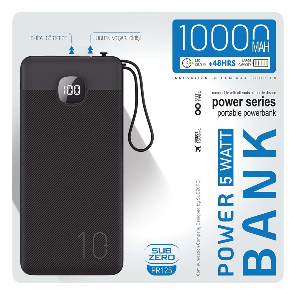 SUBZERO PR125 10000 MAH 3IN 1 POWERBANK