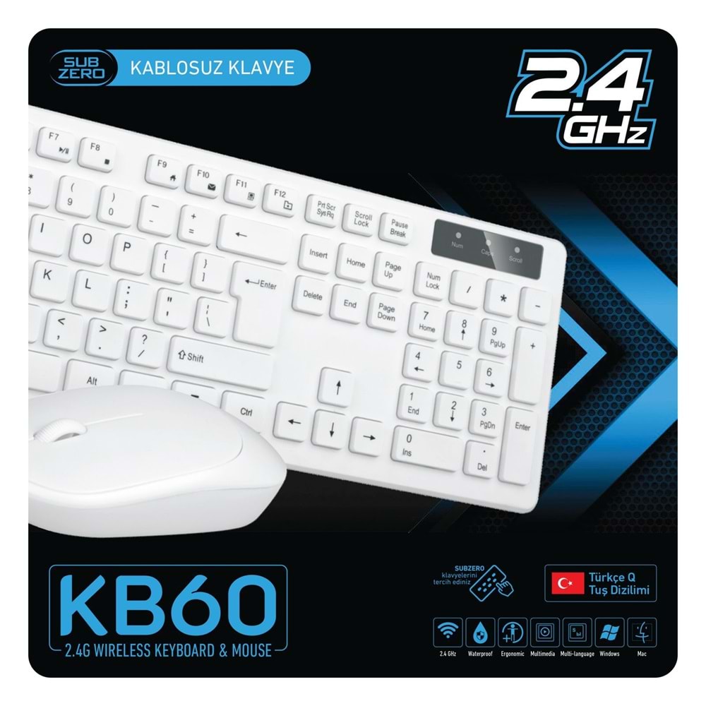 SUBZERO KB60 KABLOSUZ KLAVYE MOUSE SET