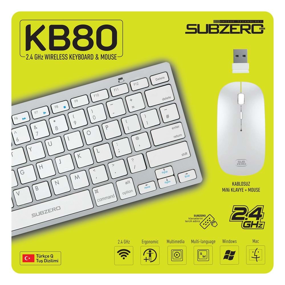 SUBZERO KB80 KABLOSUZ MİNİ KLAVYE MOUSE SET