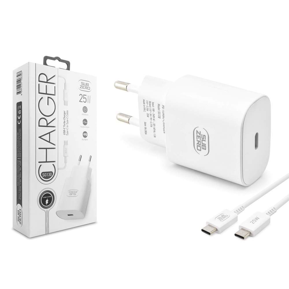 SUZERO SG130 TYPE-C TO TYPE-C 25W BEYAZ MİNİ SET