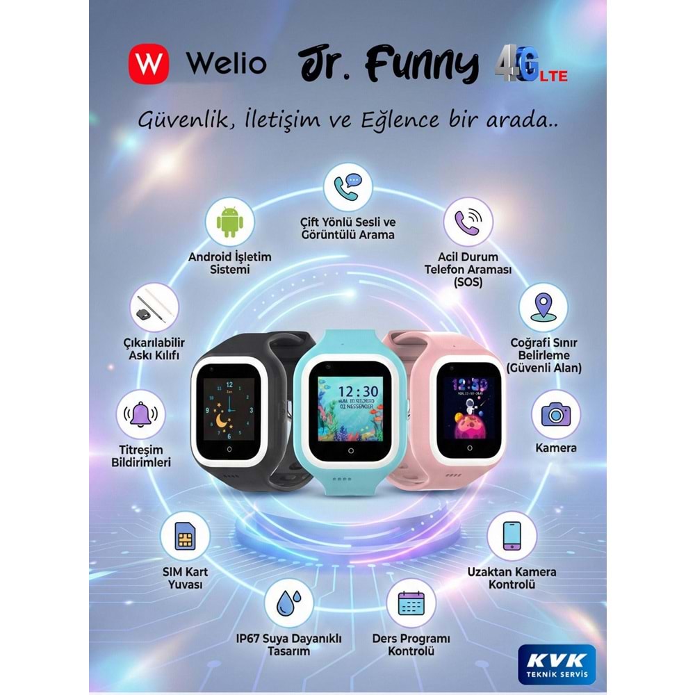 WELİO JR FUNNY 4G SİM KARTLI ÇOCUK SAATİ