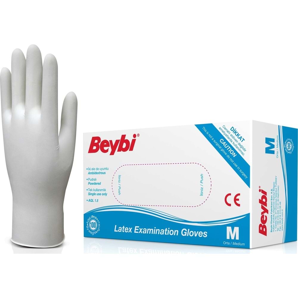 BEYBİ LATEKS MUAYENE PUDRALI 100 LÜ ELDİVEN