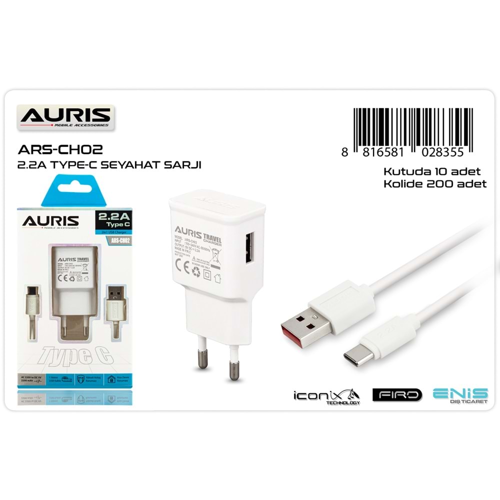 AURİS ARS-CH02 TYPE C 2.2A EV ŞARJ ALETİ