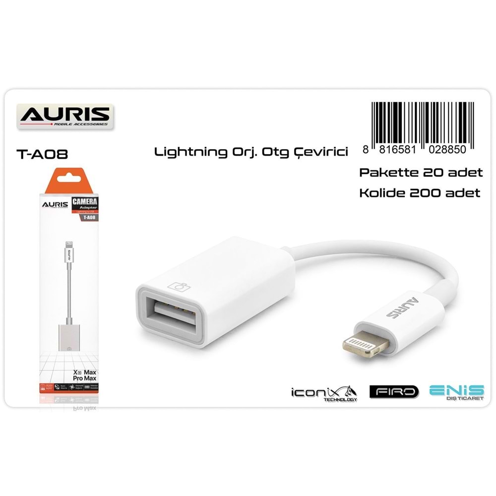 AURİS T-A08 LIGTHING TO USB OTG