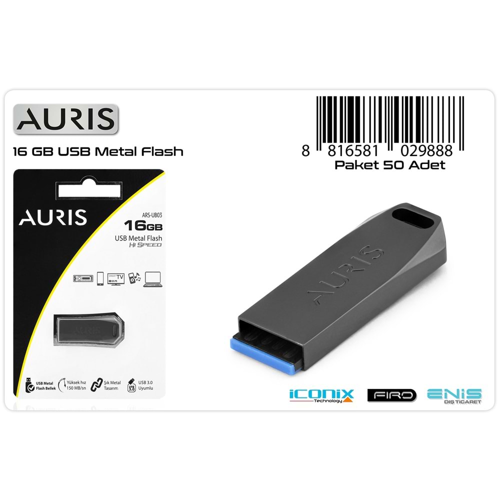 AURIS 16GB METAL FLASH BELLEK