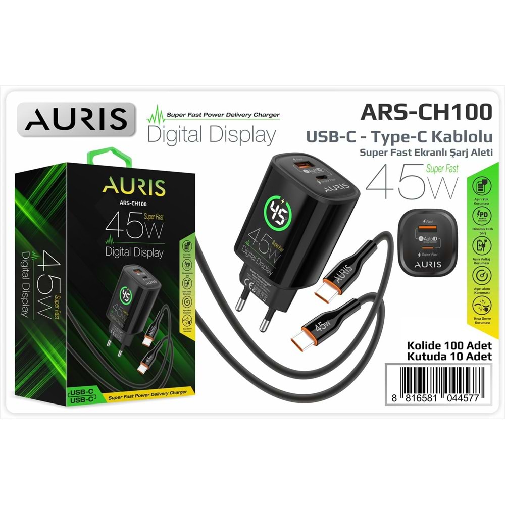 AURIS ARS-CH100 45W DİJİTAL TYPE-C SET