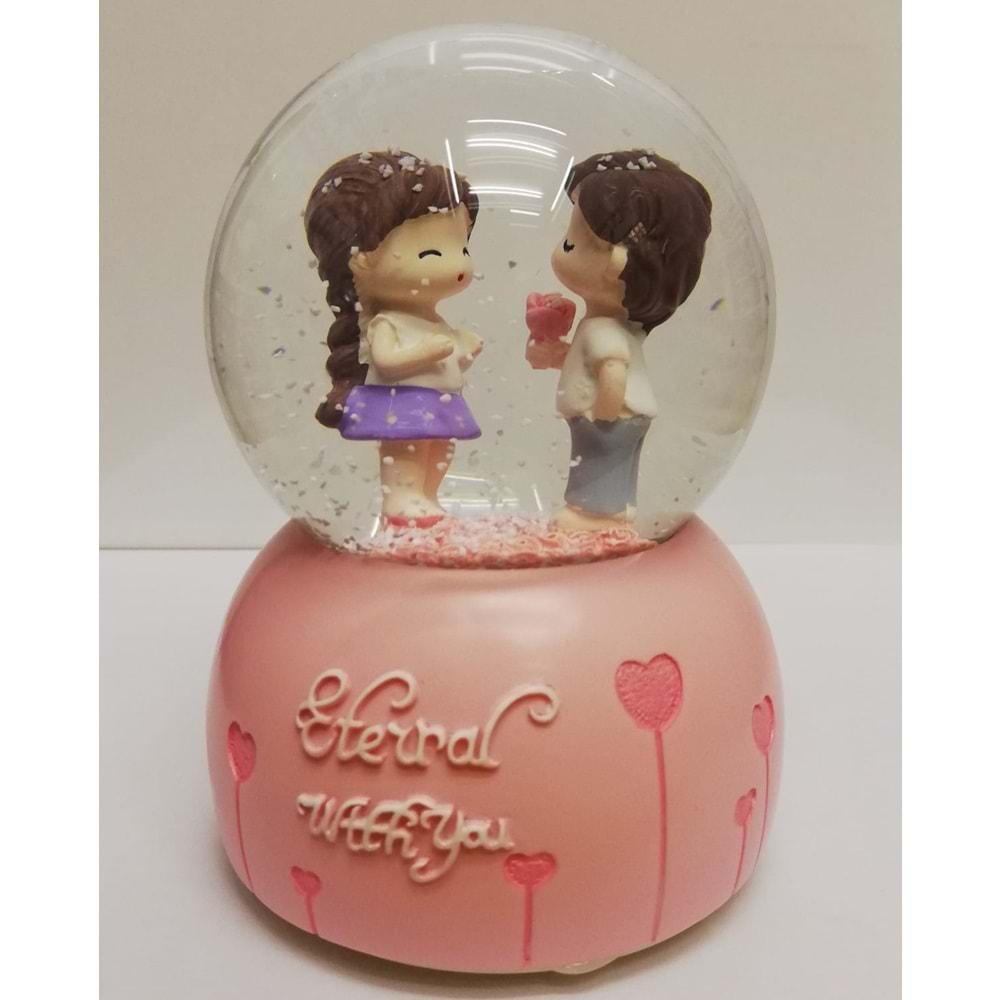 ROMANTİK SEVGİLİ MÜZİKLİ KAR KÜRESİ ORTA BOY 1968-3