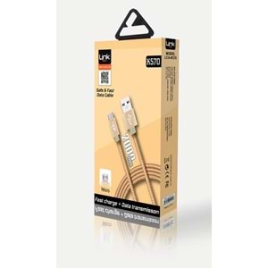 LİNK K570 2.4A 2MT MİCRO ÖRGÜLÜ BEYAZ KABLO