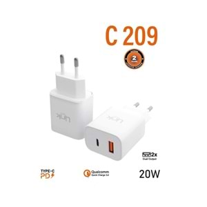 LİNK LSC-C209 SAFE USB-C + USB 20W DUAL HIZLI ŞARJ BAŞIĞI