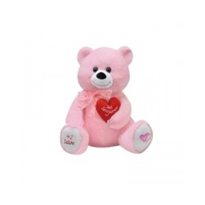 47CM PELUŞ KALPLİ YUMOŞ PEMBE AYICIK