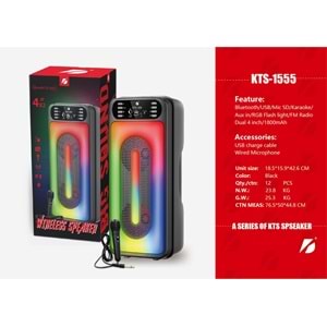 KTS-1555 FLAS BELLEK RADIO MİCROFONLU BLUETOOTH HOPARLÖR