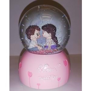 ROMANTİK SEVGİLİ MÜZİKLİ KAR KÜRESİ ORTA BOY 1968-3