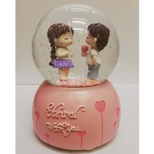 ROMANTİK SEVGİLİ MÜZİKLİ KAR KÜRESİ ORTA BOY 1968-3