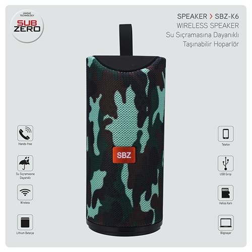 SUBZERO SBZ-K6 SD CARD FLAS BELLEK BLUETOOTH HOPARLÖR
