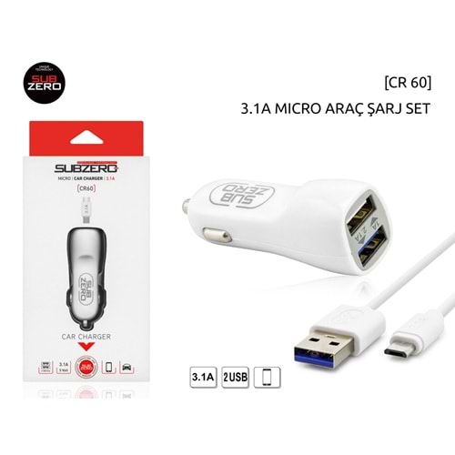 SUBZERO CR60 MİCRO 3.1 ARAÇ ŞARJ CİHAZI