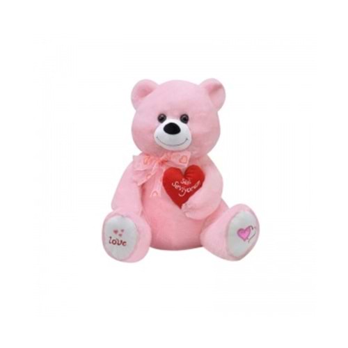 47CM PELUŞ KALPLİ YUMOŞ PEMBE AYICIK