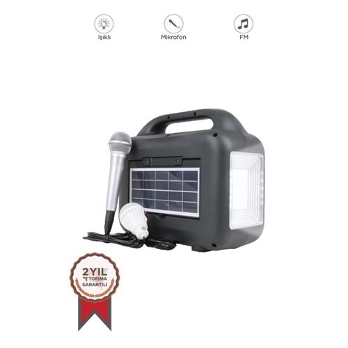 TORİMA KTS-1769 MİROFON LED AMPUL VE FENERLİ ,GÜNEŞ PANELLİ SPEAKER