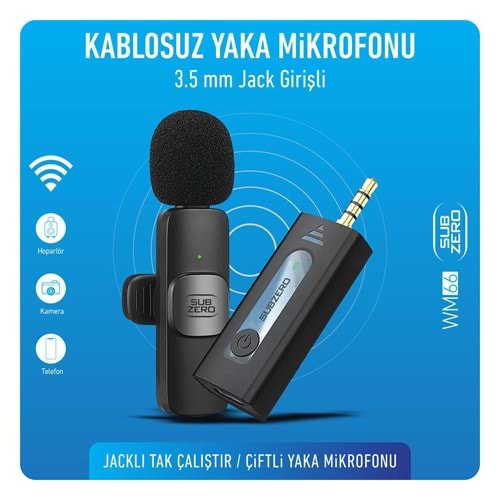 SUBZERO WM66 3.5 MM JACK GİRİŞLİ KABLOSUZ YAKA MİKROFONU