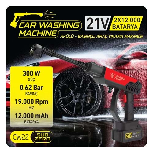 SUBZERO CW22 AKÜLÜ BASINÇLI ARAÇ YIKAMA MAKİNESİ