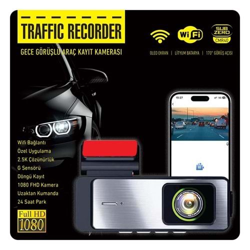 SUBZERO CMR40 GECE GÖRÜŞLÜ İKİ KAMERALI WİFİLİ ARAÇ KAMERASI