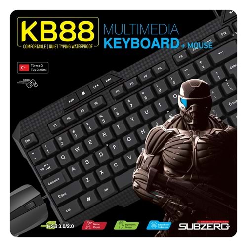 SUBZERO KB88 KABLOLU MULTİMEDYA KLAVYE MOUSE SET