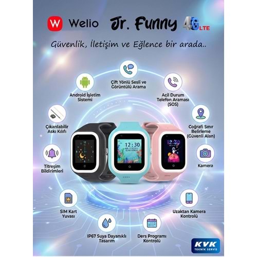 WELİO JR FUNNY 4G SİM KARTLI ÇOCUK SAATİ
