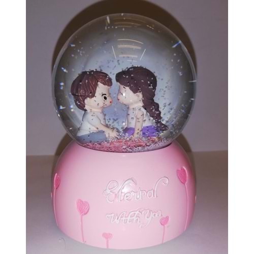 ROMANTİK SEVGİLİ MÜZİKLİ KAR KÜRESİ ORTA BOY 1968-3