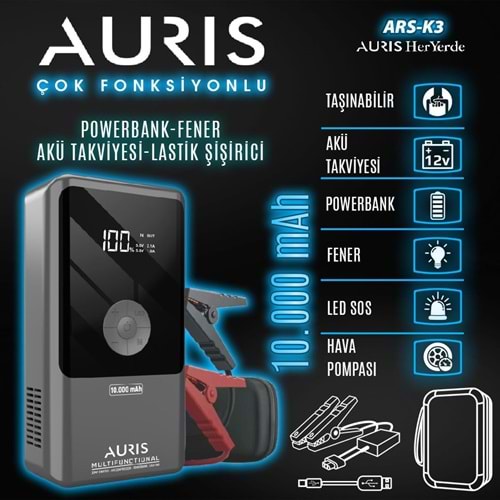 AURİS ARS-K3 10000 MAH LASTİK ŞİŞİRİCİ