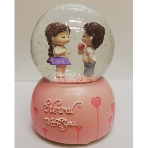 ROMANTİK SEVGİLİ MÜZİKLİ KAR KÜRESİ ORTA BOY 1968-3