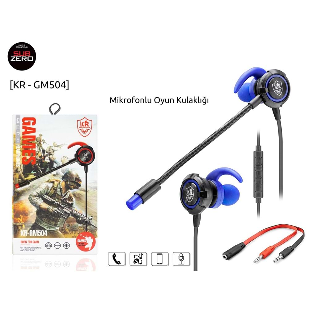 KR-GM501 MAVİ MİKROFONLU OYUN KULAKLIĞI