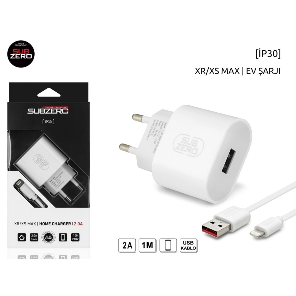 SUBZERO IP30 XS/XS MAX SET 2.0A ŞARJ CİHAZI