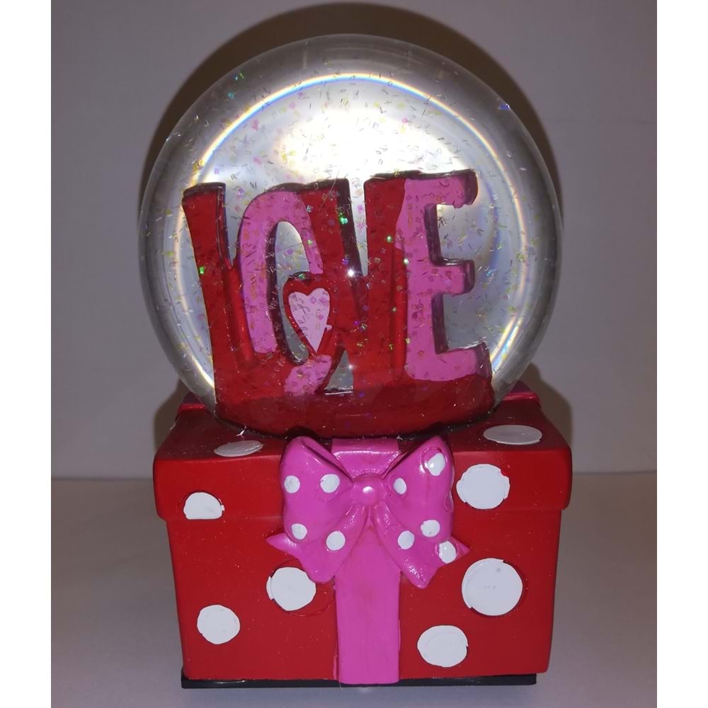 KURMALI MÜZİKLİ KAR KÜRESİ I LOV YOU BÜYÜK BOY YLZ-1548