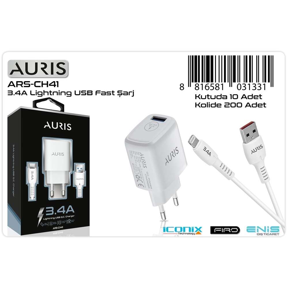 AURİS CH-41 3.4A HIZLI LIGHTNING ŞARJ ALETİ