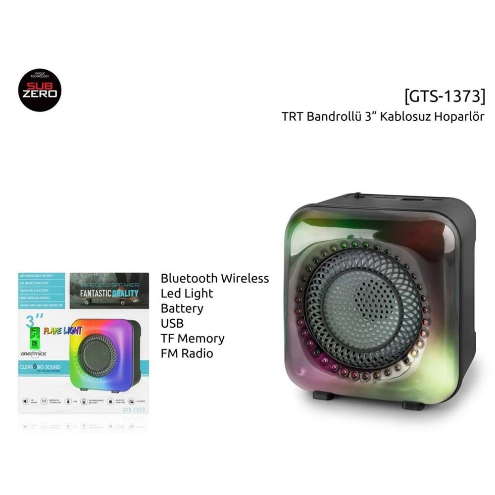 SUBZERO GTS-1373 WİRELESS BLUETOOTH HOPARLÖR